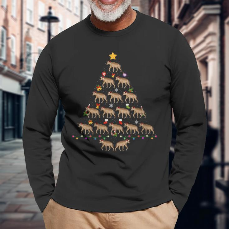 Hyena Christmas Tree Ugly Christmas Sweater Long Sleeve T-Shirt Gifts for Old Men