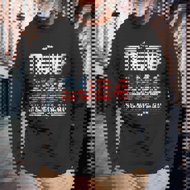 Ill Be Back Trump 2024 Vintage Donald Trump Long Sleeve T-Shirt Gifts for Old Men