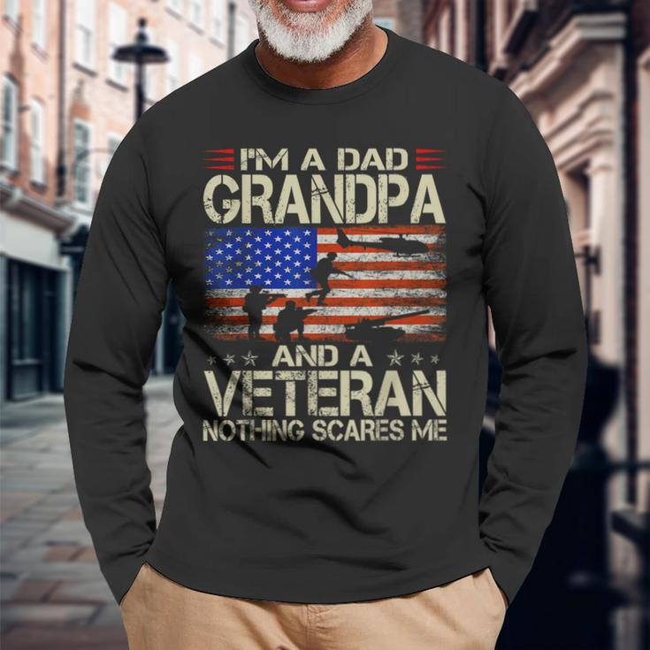 I'm A Dad Grandpa And Veteran Retro Papa Grandpa Long Sleeve Gifts for Old Men
