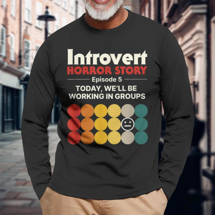 Introvert Horror Story Antisocial Vintage Geek Geek Long Sleeve T-Shirt Gifts for Old Men