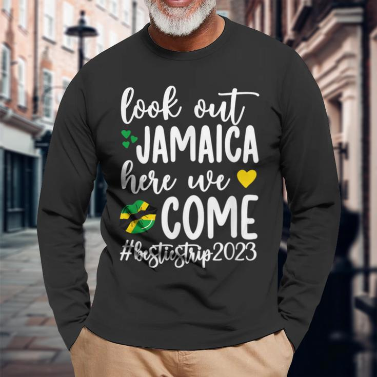 Jamaica Here We Come Besties Trip 2023 Best Friend Vacation Long Sleeve T-Shirt Gifts for Old Men