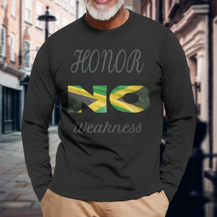 Jamaica Honor No Weakness Pride Clothing Long Sleeve T-Shirt Gifts for Old Men