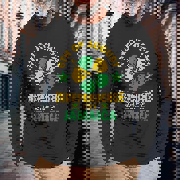 Jamaican Independence 6Th August 1962 Jamaican Flag Long Sleeve T-Shirt T-Shirt Gifts for Old Men