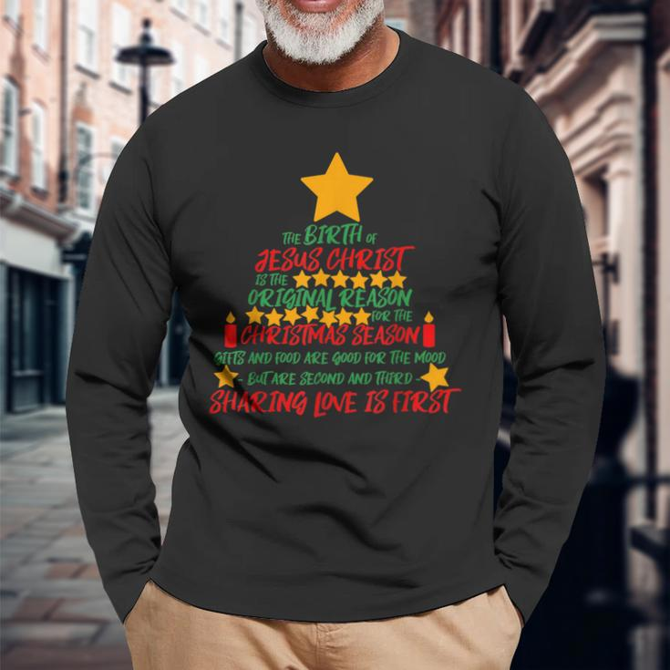 Jesus Is The Reason For The Season Christmas Sign Decoration Long Sleeve T-Shirt Gifts for Old Men