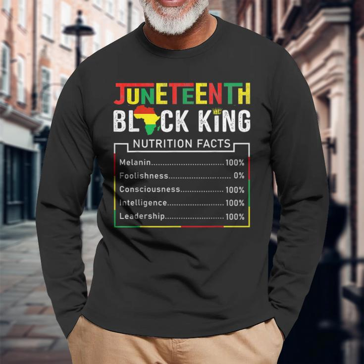 Junenth Black King Nutritional Facts Melanin Men Fat Long Sleeve T-Shirt Gifts for Old Men
