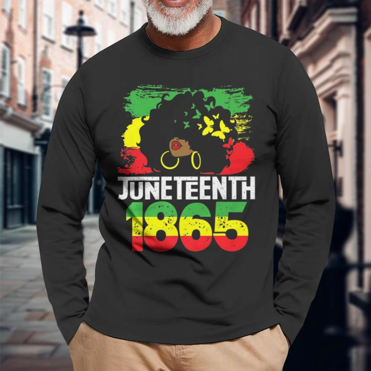 Junenth Black Woman Afro Long Sleeve T-Shirt T-Shirt Gifts for Old Men