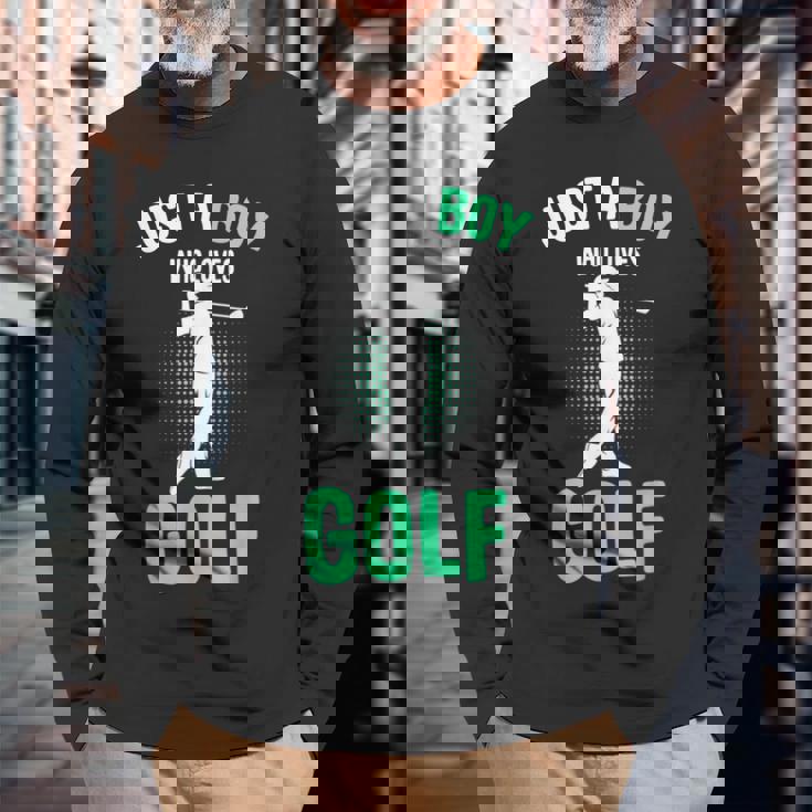Just A Boy Who Loves Golf Club Golfer Golfing Boys Long Sleeve T-Shirt T-Shirt Gifts for Old Men