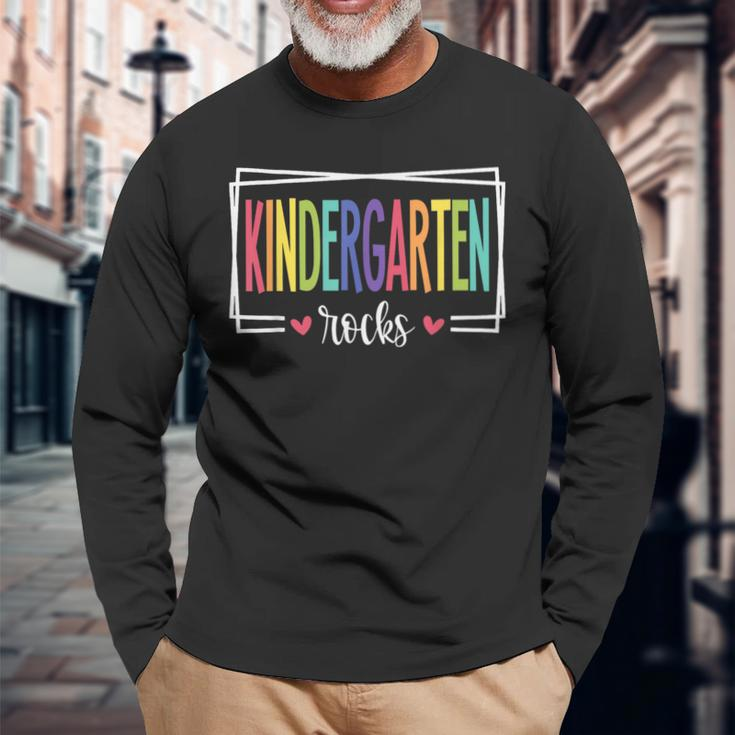 Kindergarten Rocks First Day School Welcome Back To School Long Sleeve T-Shirt Gifts for Old Men