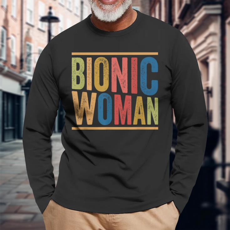 Knee Replacement Surgery Bionic Woman Long Sleeve T-Shirt Gifts for Old Men