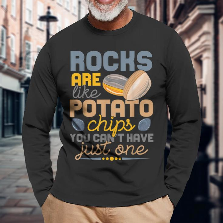 Lapidary Humor Geology Rock Collecting Geologist Geographer Long Sleeve T-Shirt Gifts for Old Men