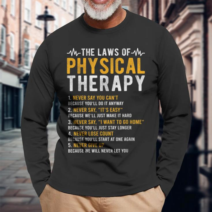 The Laws Of Physical Therapy – Physical Therapist Long Sleeve T-Shirt Gifts for Old Men