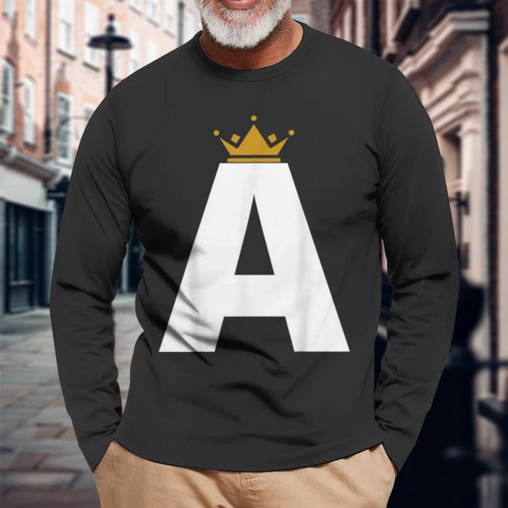 Letter A Alphabet Letter Initial Long Sleeve T-Shirt Gifts for Old Men