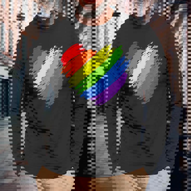 Lgbt Gay Pride Flag Gay Pride 2023Heart Lgbt Long Sleeve T-Shirt Gifts for Old Men