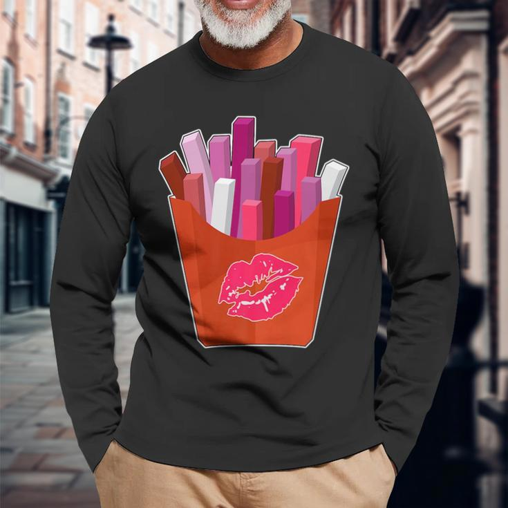Lipstick Lesbian Lgbtq Potato French Fries Gay Pride Long Sleeve T-Shirt T-Shirt Gifts for Old Men