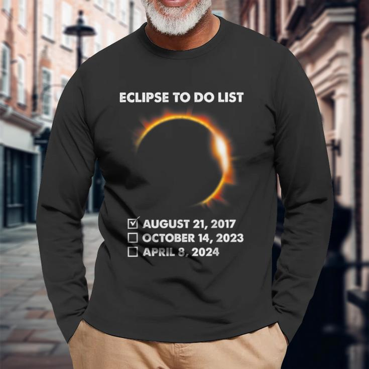 To Do List Annular Solar Eclipse 2023 Total Eclipse 2024 Long Sleeve T-Shirt Gifts for Old Men