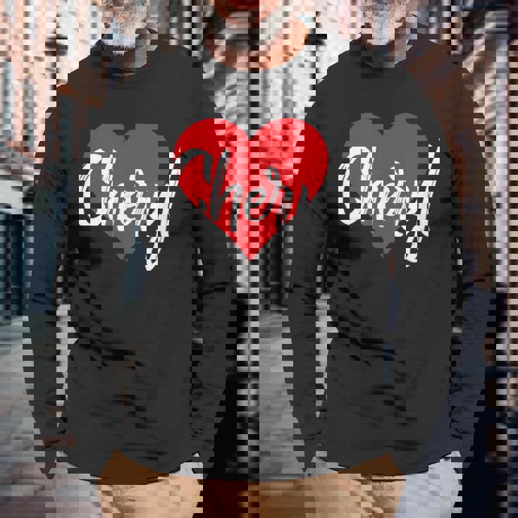 I Love Cheryl First Name I Heart Named Long Sleeve T-Shirt Gifts for Old Men
