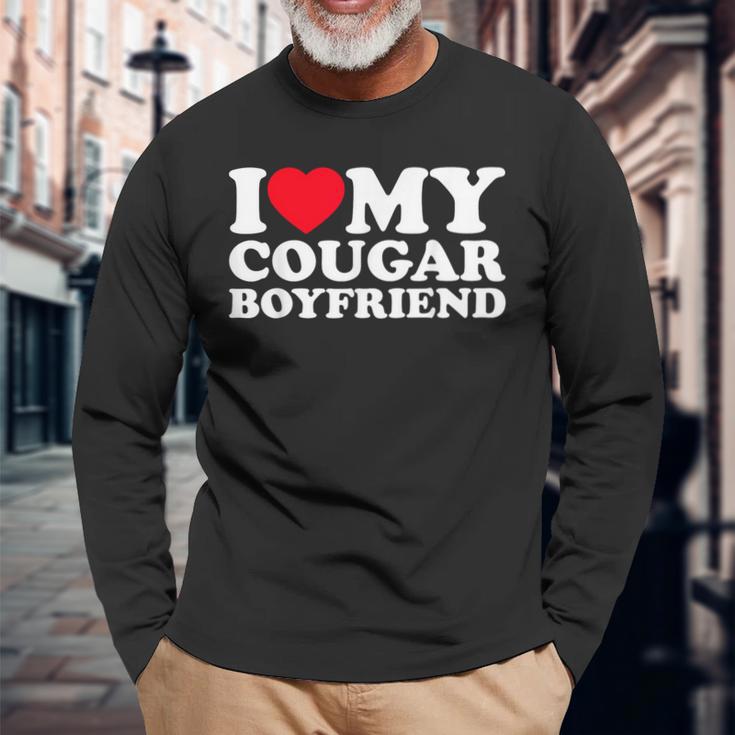 I Love My Cougar Boyfriend I Heart My Cougar Boyfriend Long Sleeve Gifts for Old Men