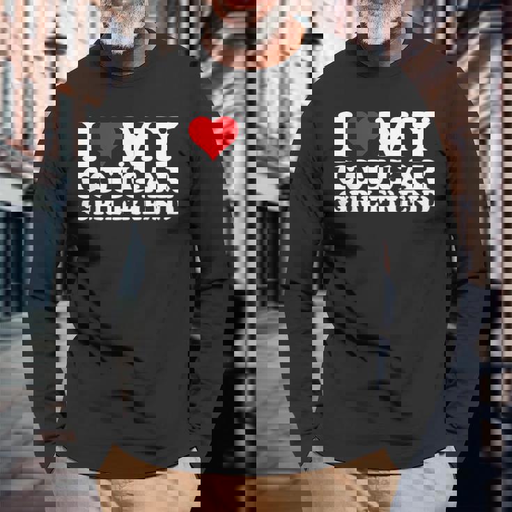 I Love My Cougar Girlfriend I Heart My Cougar Girlfriend Gf Long Sleeve T-Shirt Gifts for Old Men
