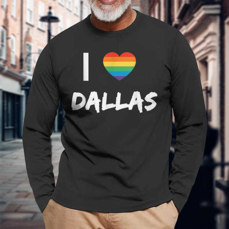 I Love Dallas Gay Pride Lbgt Long Sleeve T-Shirt Gifts for Old Men