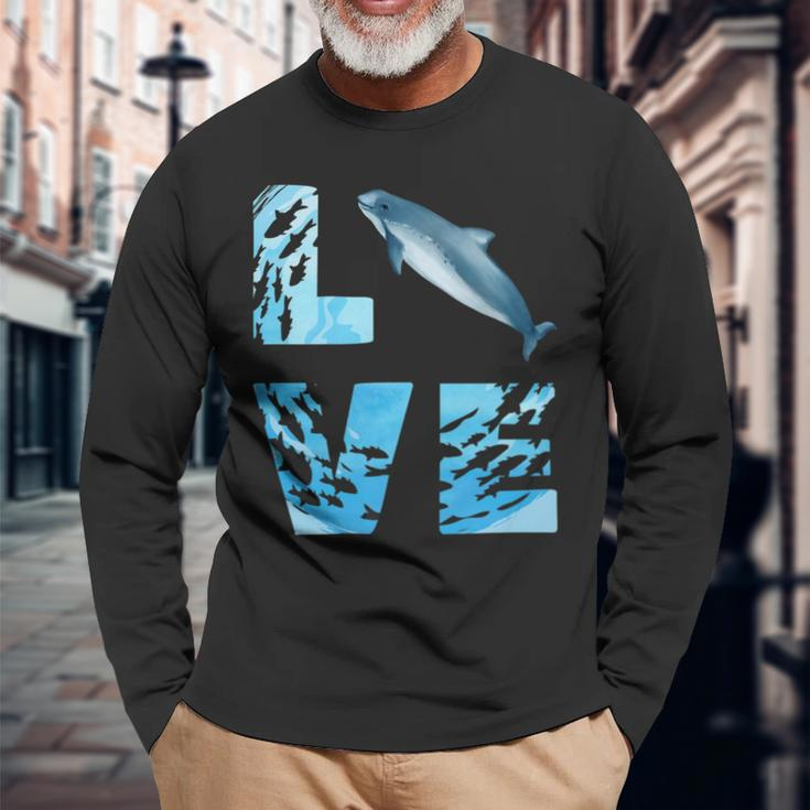 Love Harbor Porpoise Whale Sea Animals Marine Mammal Whales Long Sleeve T-Shirt Gifts for Old Men