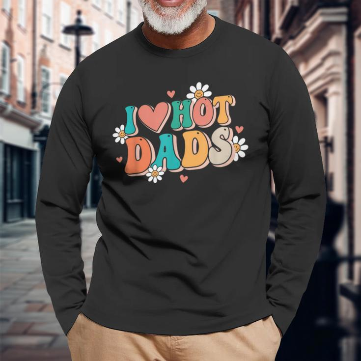 I Love Hot Dads Retro Red Heart Love Dads Long Sleeve Gifts for Old Men