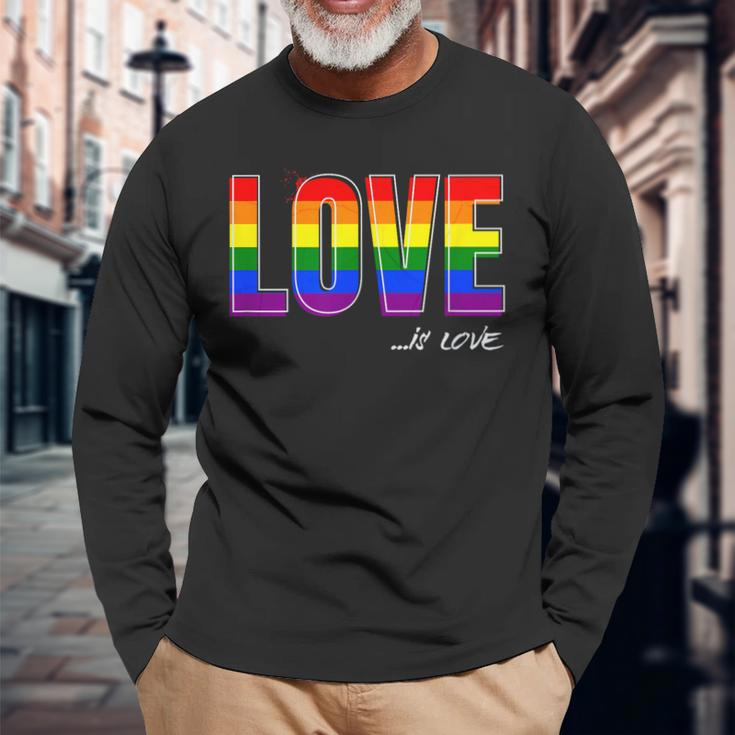 Love Is Love Lgbt Gay Lesbian Pride Colors Lgbtq Ally Long Sleeve T-Shirt T-Shirt Gifts for Old Men