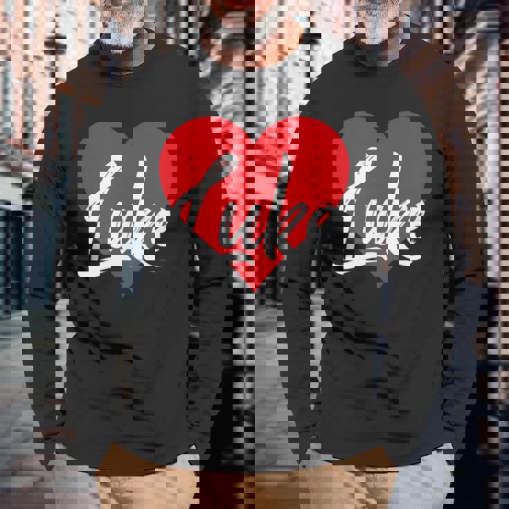 I Love Luke First Name I Heart Named Long Sleeve T-Shirt Gifts for Old Men