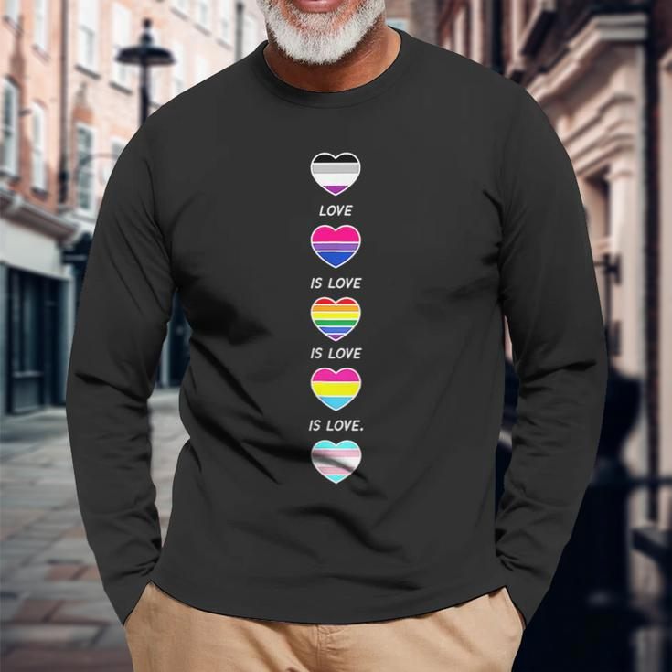 Love Is Love Pride Lgbtq Lgbt Gay Asexual Bi Pansexual Trans Long Sleeve T-Shirt Gifts for Old Men