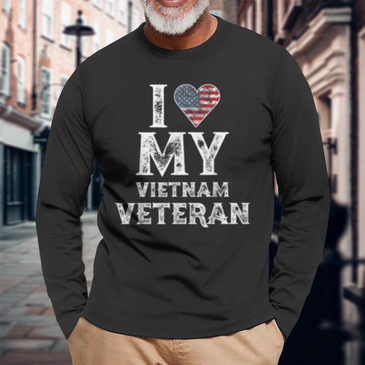 I Love My Vietnam Veteran Vintage Veterans Day Long Sleeve T-Shirt Gifts for Old Men