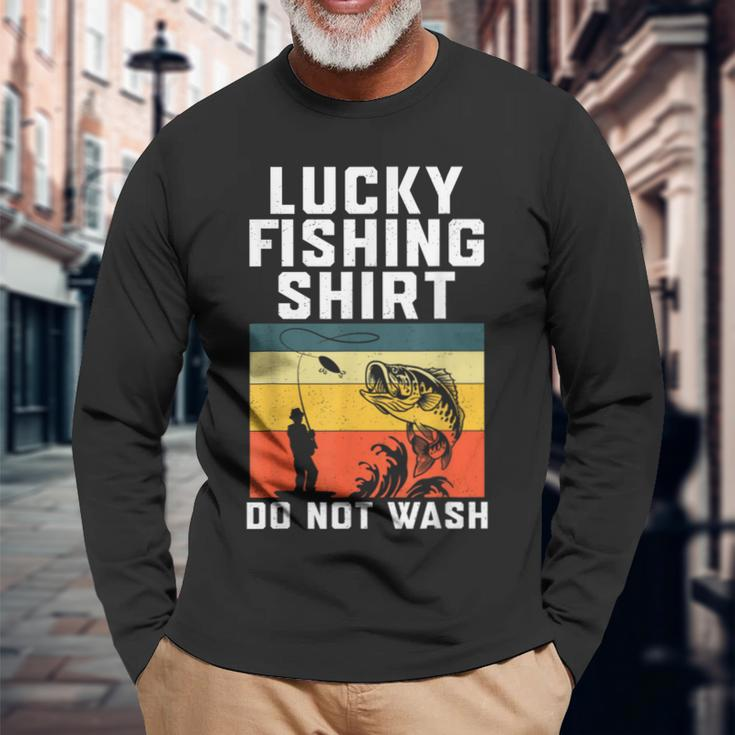Lucky Fishing Do Not Wash Vintage Fishing Lover Gag Gag Long Sleeve T-Shirt T-Shirt Gifts for Old Men