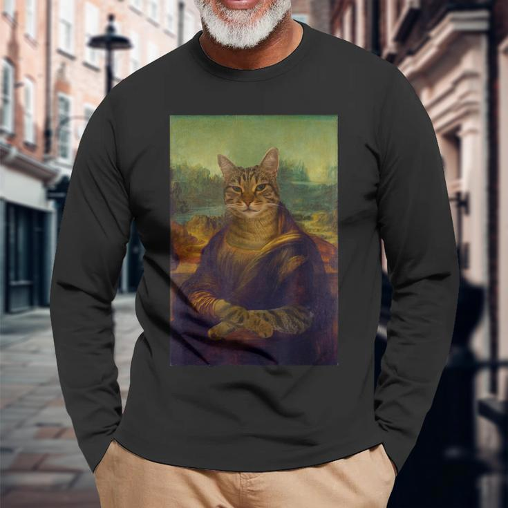 Meowing Lisa Cat Cat Art Cat Lover Cat Owner Long Sleeve Gifts for Old Men
