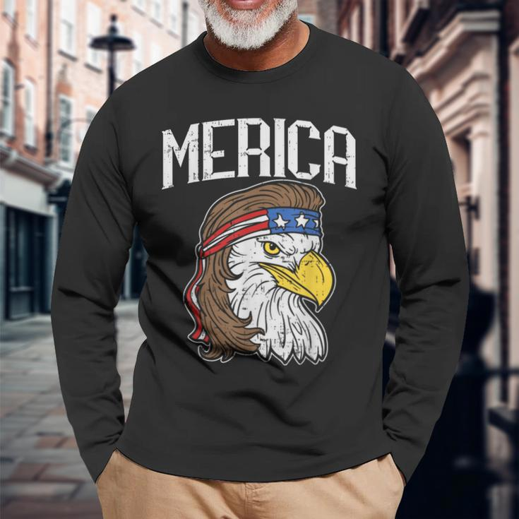 Merica Eagle Mullet 4Th Of July Redneck Patriot Long Sleeve T-Shirt T-Shirt Gifts for Old Men