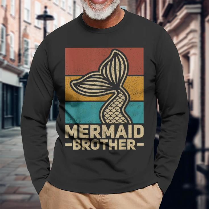 Mermaid Brother Mermaid Birthday Party Outfit Retro Mermaid Long Sleeve T-Shirt T-Shirt Gifts for Old Men