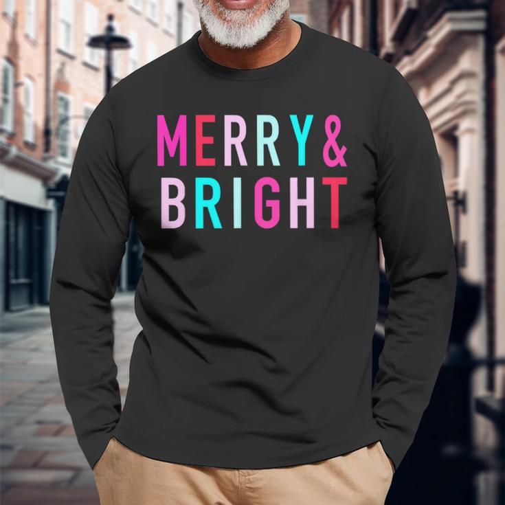 Merry And Bright Christmas Family Matching Christmas Long Sleeve T-Shirt Gifts for Old Men