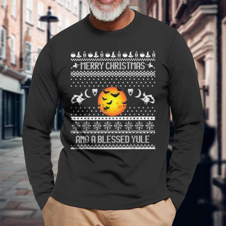 Merry Christmas And A Blessed Yule Ugly Christmas Sweaters Long Sleeve T-Shirt Gifts for Old Men