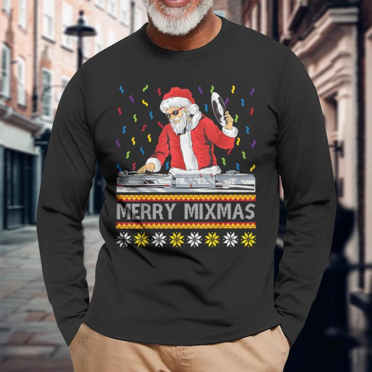 Merry Mixmas Christmas Dj Hip Hop Music Party Ugly Fun Long Sleeve T-Shirt Gifts for Old Men