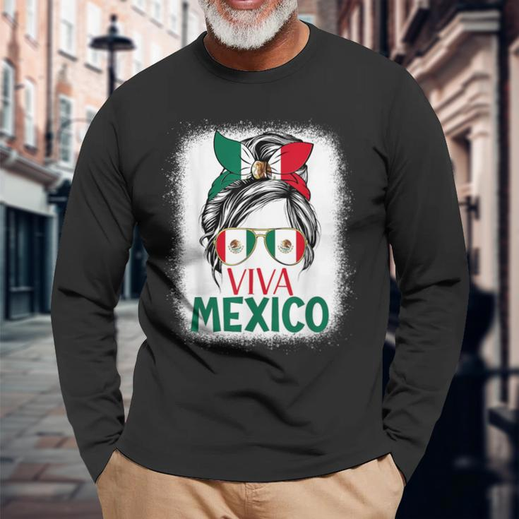 Mexico Independence Day Viva Mexican Flag Pride Hispanic Long Sleeve T-Shirt Gifts for Old Men