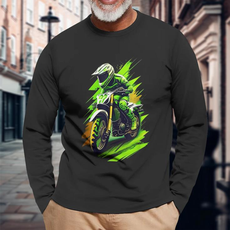 Motocross Dirt Bike Motocross Dirtbike Enduro Long Sleeve T-Shirt Gifts for Old Men