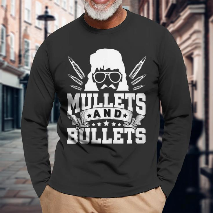 Mullet & Bullets Redneck Mullet Long Sleeve T-Shirt T-Shirt Gifts for Old Men