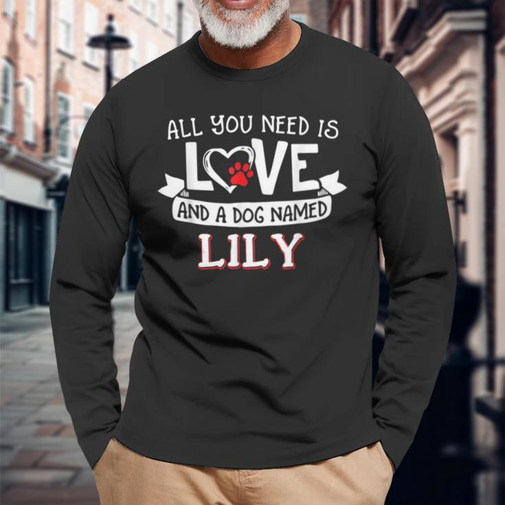 All You Need Is Love And A Dog Named Lily Small Large Long Sleeve T-Shirt Gifts for Old Men