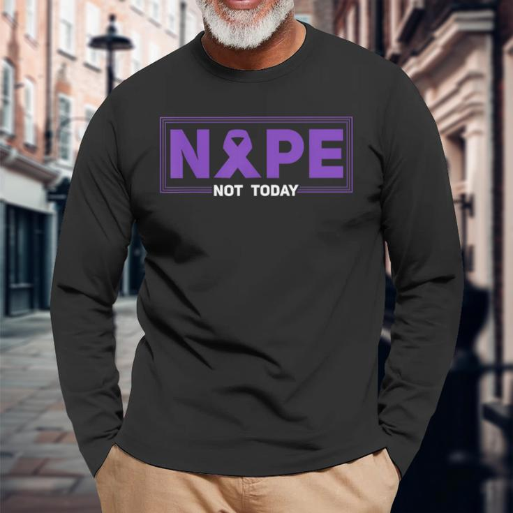 Nope Not Today Hodgkins Lymphoma Survivor Purple Ribbon Long Sleeve T-Shirt T-Shirt Gifts for Old Men
