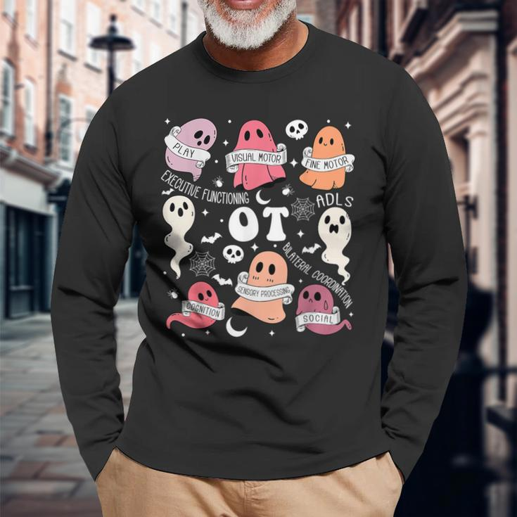 Occupational Therapy Ot Ota Halloween Spooky Cute Ghosts Long Sleeve Gifts for Old Men