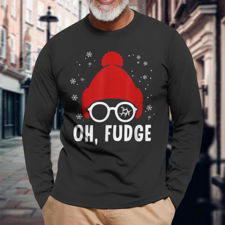 Oh A Fudge Christmas Saying Vintage Xmas Santa Hat Long Sleeve T-Shirt Gifts for Old Men