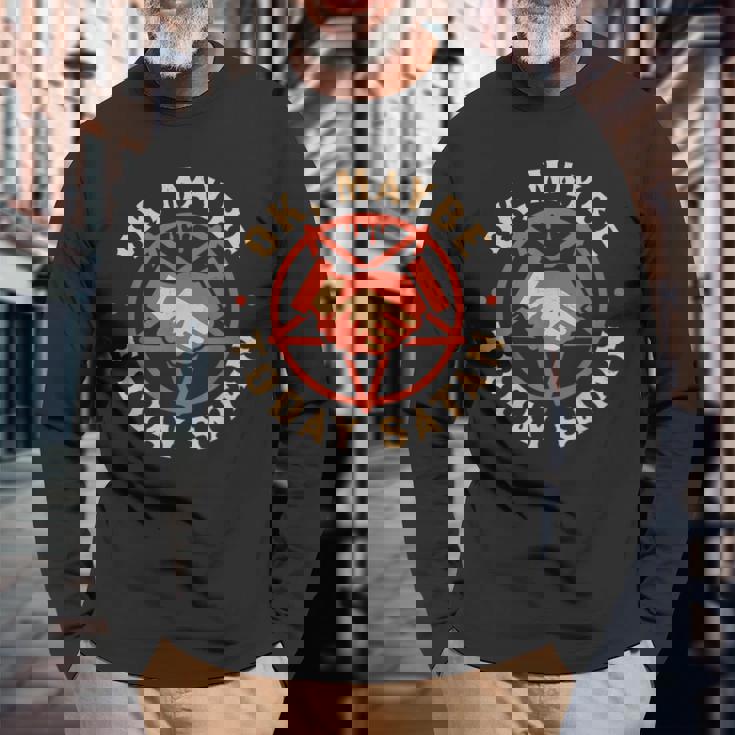 Ok Maybe Today Satan Retro Vintage Halloween Vintage Halloween Long Sleeve T-Shirt Gifts for Old Men