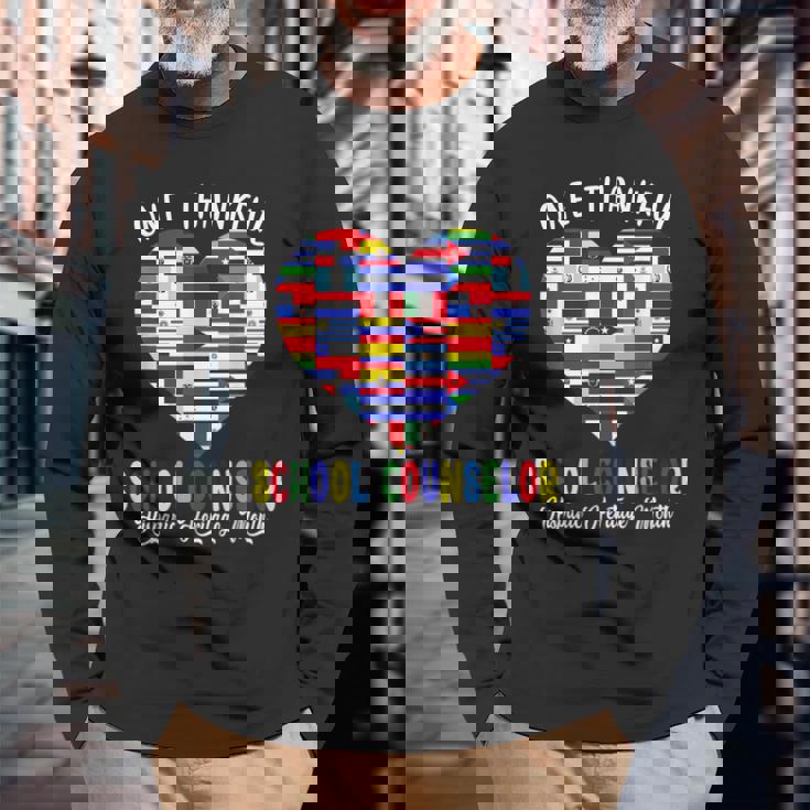 One Thankful School Counselor Hispanic Heritage Month Flags Long Sleeve T-Shirt Gifts for Old Men
