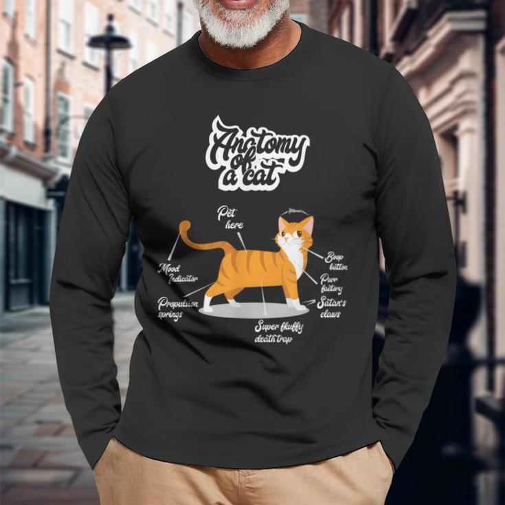 Orange Tabby Cat Anatomy Of A Cat Cute Present Long Sleeve T-Shirt Gifts for Old Men