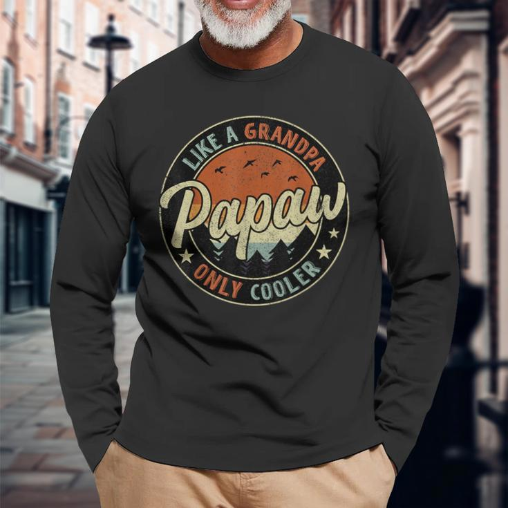 Papaw Like A Grandpa Only Cooler Vintage Retro Fathers Day Long Sleeve T-Shirt Gifts for Old Men
