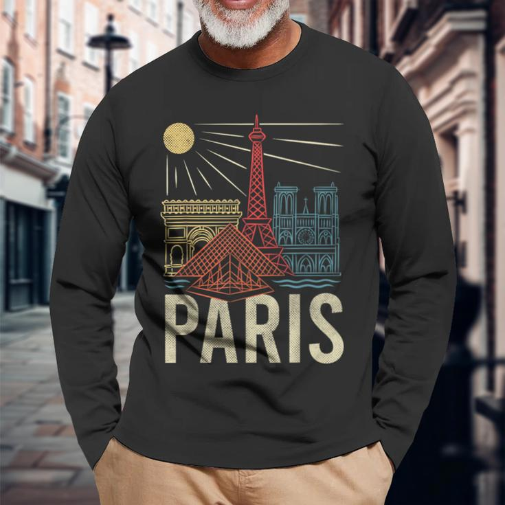 Paris France Paris Vacation Eiffel Tower Paris Souvenir Long Sleeve Gifts for Old Men