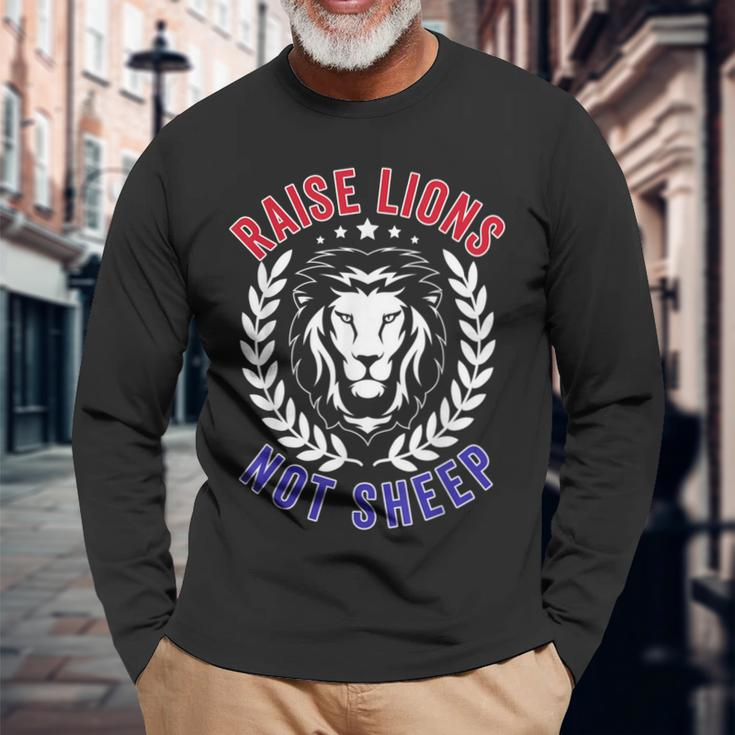 Patriot Party Raise Lions Not Sheep American Patriotic 2024 Long Sleeve T-Shirt Gifts for Old Men