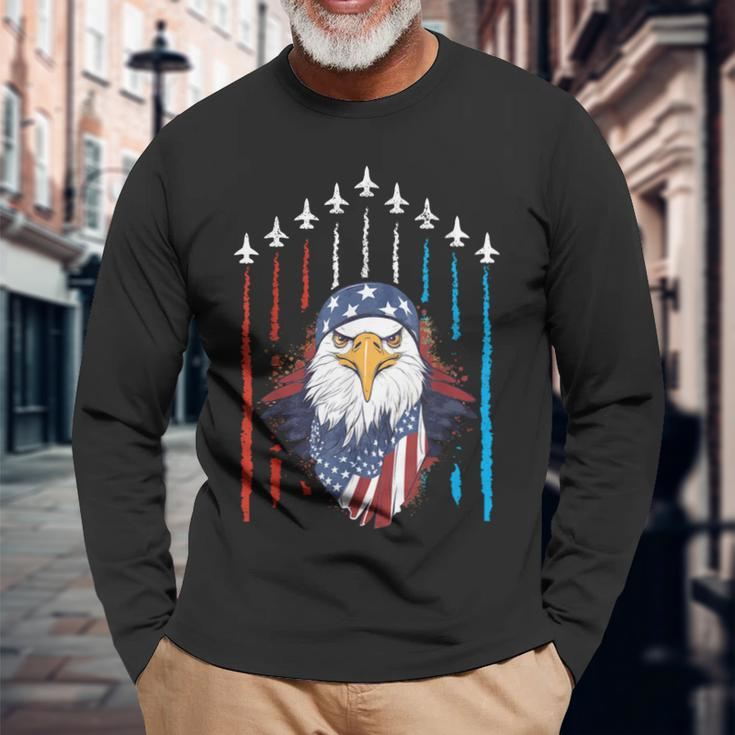 Patriotic Eagle July 4Th Of July Fourth July American Flag Long Sleeve T-Shirt Gifts for Old Men